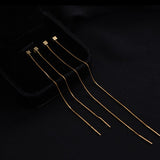 S925 silver brushed cube long tassel earrings