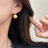 S925 Silver Needle Matte Metal Ball Drop Earrings