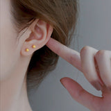 Gold - Plated Matte Ball Stud Earrings