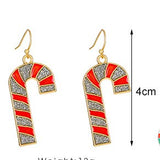 Gold Glitter Candy Cane Christmas Earrings