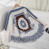 Vintage Jacquard Fringe Cape