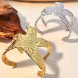 Starfish  Stainless Steel Open Cuff Bracelet