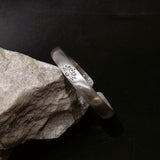 Pure Silver Retro Lotus Heart Sutra Open Bangle