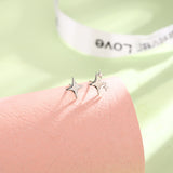 Asymmetric Four - Pointed Star Stud Earrings