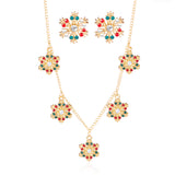 Gold Multi-Snowflake Gem Jewelry Set