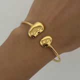 Irregular Water - Drop Open Stainless Steel Bangle
