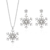 Silver Snowflake Gem & Pearl Jewelry Set