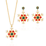 Gold Christmas Snowflake Gem Jewelry Set