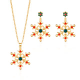 Gold Christmas Snowflake Gem Jewelry Set