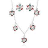 Silver Multi-Snowflake Gem Christmas Jewelry Set