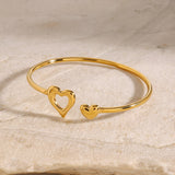 Stainless Steel Open Heart Cuff Bangle