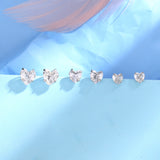Shiny Zircon Heart Stud Earrings
