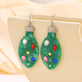 Green Christmas Light Bulb Earrings