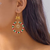 Christmas Beaded Bow Drop Earrings (Multi - Styles)