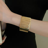 Textured Wide Cuff Bracelet (Gold & Silver)