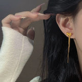 Gold Bowknot Tassel Earrings