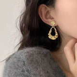 Gold Pleated Irregular Drop Earrings