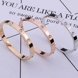 Couple Zircon - Inlaid Titanium Steel Bangle