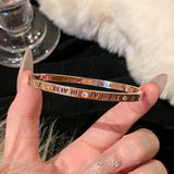 Gold-Plated Roman Numeral Zircon Titanium Steel Women’s Bangle