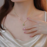 Titanium Steel Hetian Jade Fortune Bag Necklace