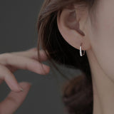 C - Shaped Zircon Row Hoop Earrings