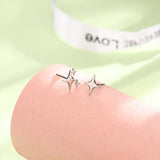 Asymmetric Four - Pointed Star Stud Earrings