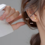 Gold - Plated Matte Ball Stud Earrings