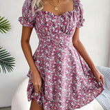Floral Tie - Waist Flare Dress