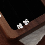 S999 Silver Bowknot Stud Earrings