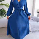 V-Neck Pleated Maxi Dress