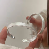 925 Silver Brushed Matte Wide Cuff Bracelet