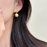 S925 Silver Needle Matte Metal Ball Drop Earrings