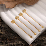 Love Heart & Four - Leaf Clover Titanium Steel Tassel Earrings