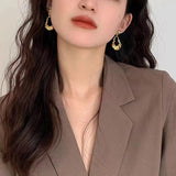 Gold Pleated Irregular Drop Earrings