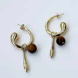 Gold - Tone Vintage Tiger's Eye Drop Earrings