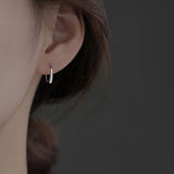 C - Shaped Zircon Row Hoop Earrings
