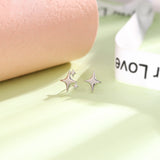 Asymmetric Four - Pointed Star Stud Earrings