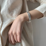 Hammered Wide Silver Cuff Bracelet