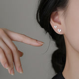 Shiny Zircon Heart Stud Earrings