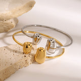 Irregular Water - Drop Open Stainless Steel Bangle