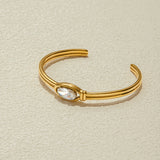 Gold Stainless Steel Zircon Open Cuff Bangle