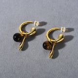Gold - Tone Vintage Tiger's Eye Drop Earrings