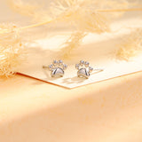 Silver Cat Paw Stud Earrings