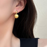 S925 Silver Needle Matte Metal Ball Drop Earrings