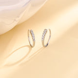 C - Shaped Zircon Row Hoop Earrings