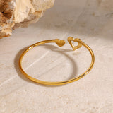 Stainless Steel Open Heart Cuff Bangle