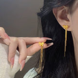 Gold Bowknot Tassel Earrings