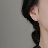 Shiny Zircon Heart Stud Earrings