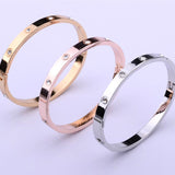 Couple Zircon - Inlaid Titanium Steel Bangle