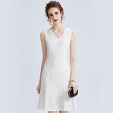 Fishtail V-neck white dress